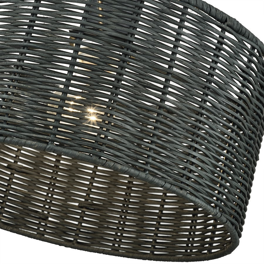 Livex Weavington 1Lt Pendant, Black/Hand-Woven Charred Gray
