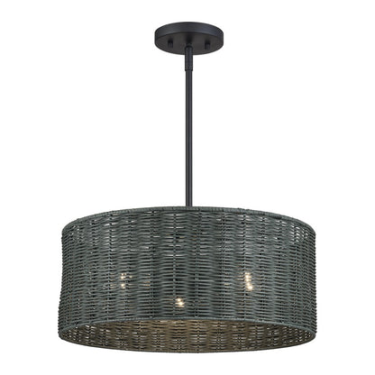 Livex Weavington 3Lt Pendant Chandelier, Black/Charred Gray