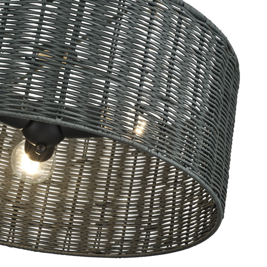 Livex Weavington 3Lt Pendant Chandelier, Black/Charred Gray