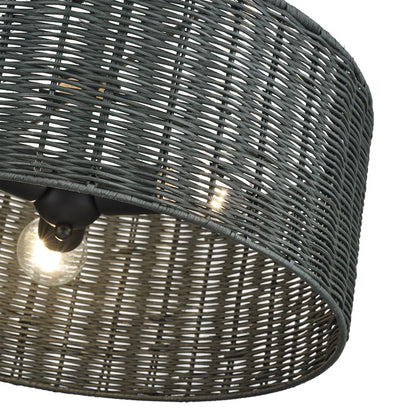 Livex Weavington 3Lt Pendant Chandelier, Black/Charred Gray