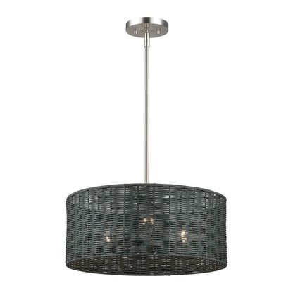 Livex Weavington 3Lt Pendant Chandelier, Nickel/Charred Gray