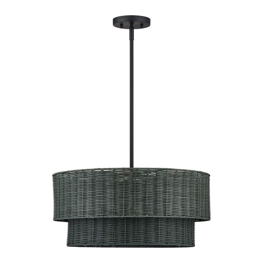 Livex Weavington 4Lt Pendant Chandelier, Black/Charred Gray