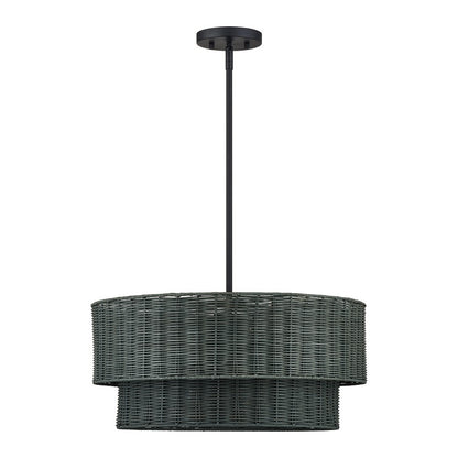 Livex Weavington 4Lt Pendant Chandelier, Black/Charred Gray