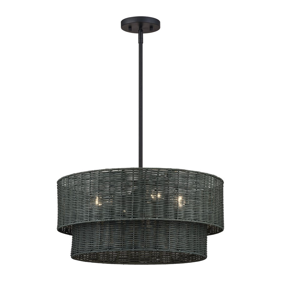 Livex Weavington 4Lt Pendant Chandelier, Black/Charred Gray