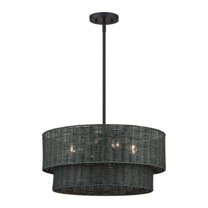 Livex Weavington 4Lt Pendant Chandelier, Black/Charred Gray
