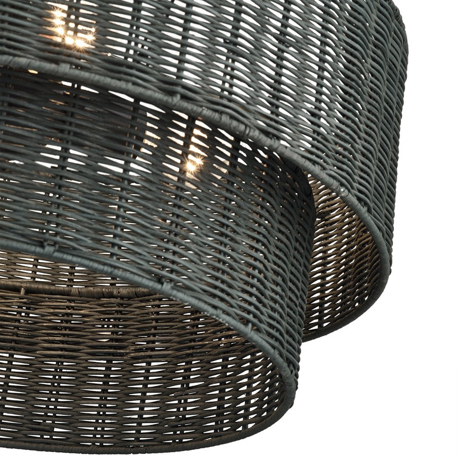 Livex Weavington 4Lt Pendant Chandelier, Black/Charred Gray