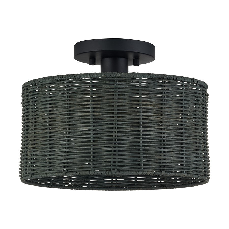 Livex Weavington 1Lt Medium Semi-Flush, Black/Charred Gray