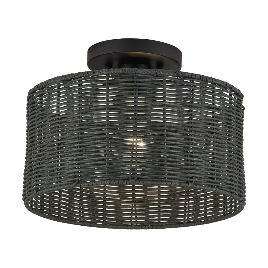 Livex Weavington 1Lt Medium Semi-Flush, Black/Charred Gray