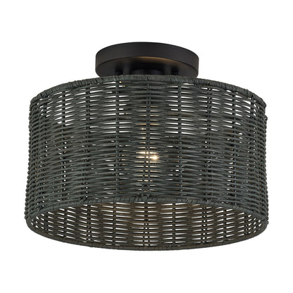 Livex Weavington 1Lt Medium Semi-Flush, Black/Charred Gray