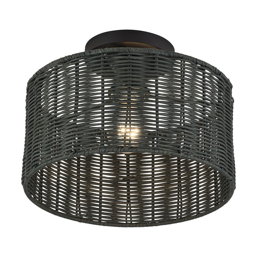 Livex Weavington 1Lt Medium Semi-Flush, Black/Charred Gray
