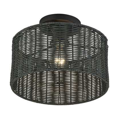 Livex Weavington 1Lt Medium Semi-Flush, Black/Charred Gray