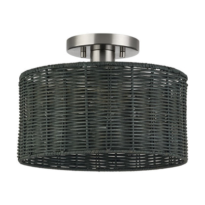 Livex Weavington 1Lt Medium Semi-Flush, Nickel/Charred Gray