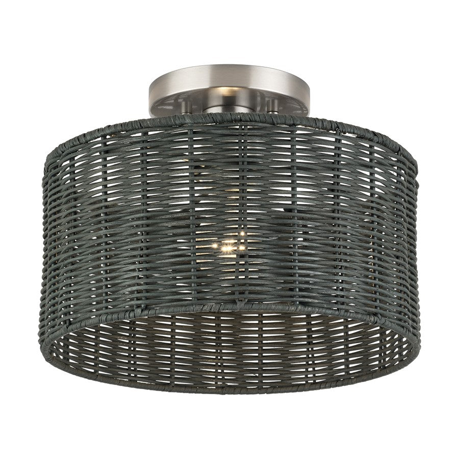 Livex Weavington 1Lt Medium Semi-Flush, Nickel/Charred Gray