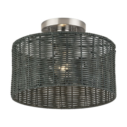 Livex Weavington 1Lt Medium Semi-Flush, Nickel/Charred Gray