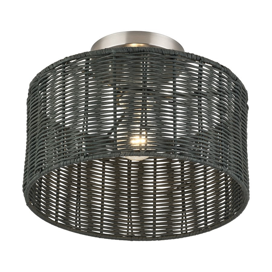 Livex Weavington 1Lt Medium Semi-Flush, Nickel/Charred Gray