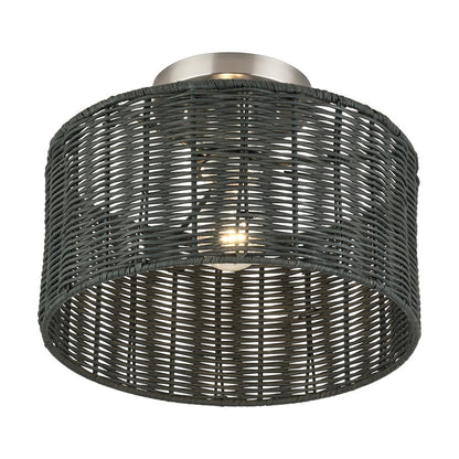 Livex Weavington 1Lt Medium Semi-Flush, Nickel/Charred Gray