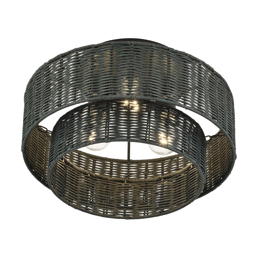 Livex Weavington 3Lt 15" Dia Semi-Flush, Black/Charred Gray