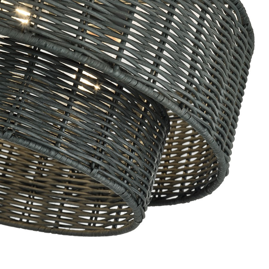 Livex Weavington 3Lt 15" Dia Semi-Flush, Black/Charred Gray