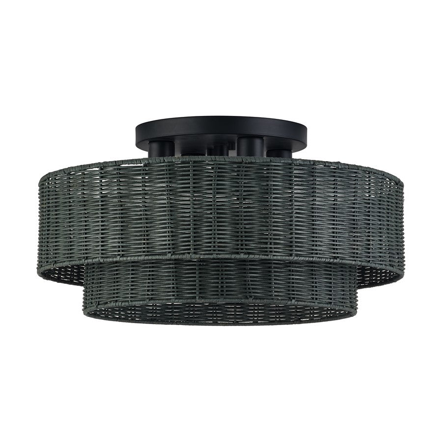 Livex Weavington 4Lt Extra Large Semi-Flush, Black/Charred Gray