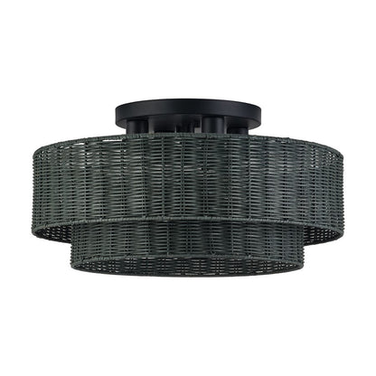 Livex Weavington 4Lt Extra Large Semi-Flush, Black/Charred Gray