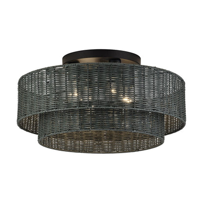 Livex Weavington 4Lt Extra Large Semi-Flush, Black/Charred Gray