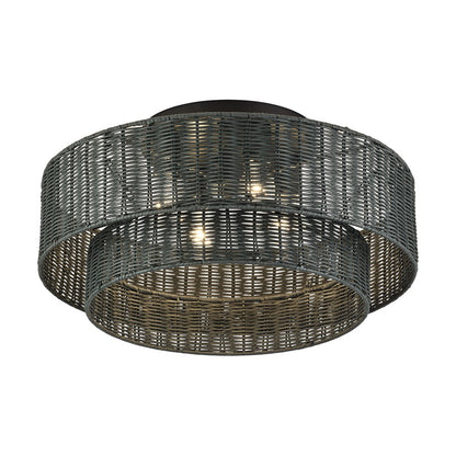 Livex Weavington 4Lt Extra Large Semi-Flush, Black/Charred Gray