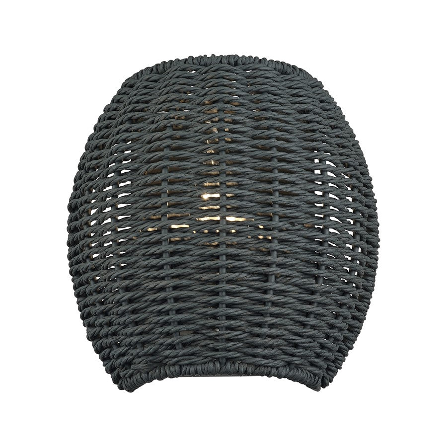 Livex Deluna 1Lt ADA Sconce, Black/Hand-Woven Black