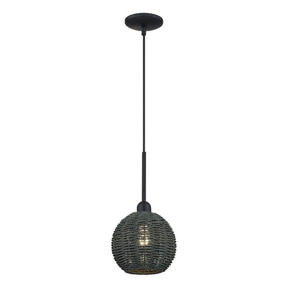 Livex Deluna 1Lt Mini Globe Pendant, Black/Hand-Woven Black