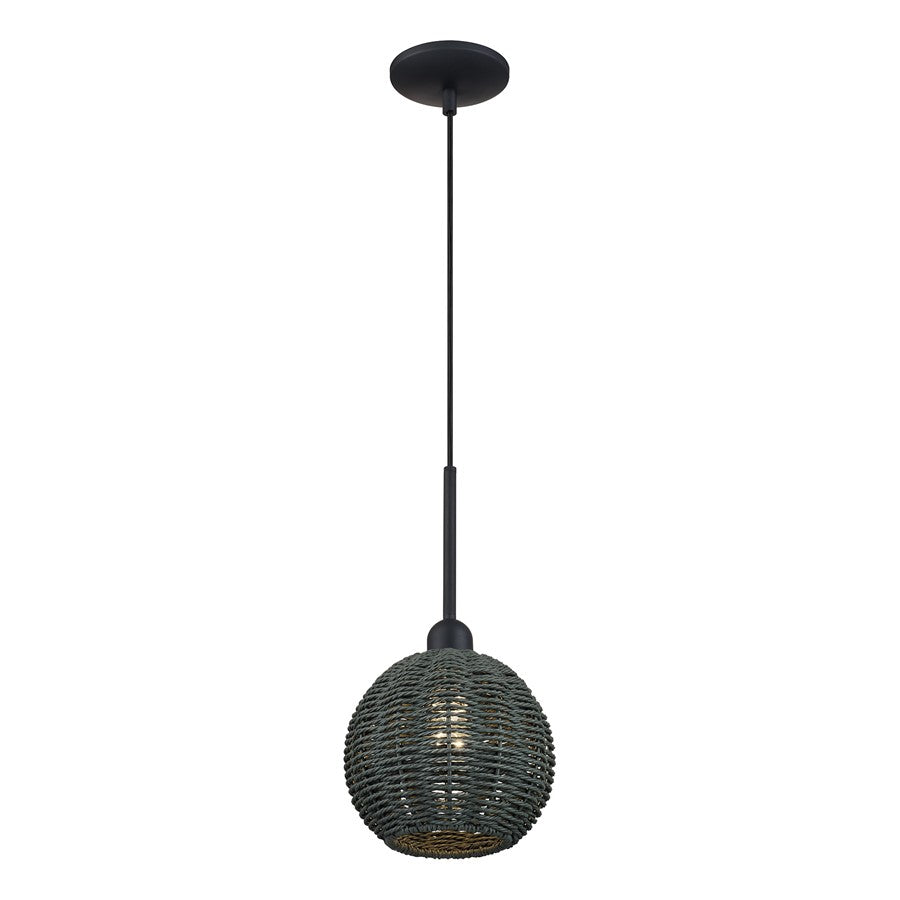 Livex Deluna 1Lt Mini Globe Pendant, Black/Hand-Woven Black