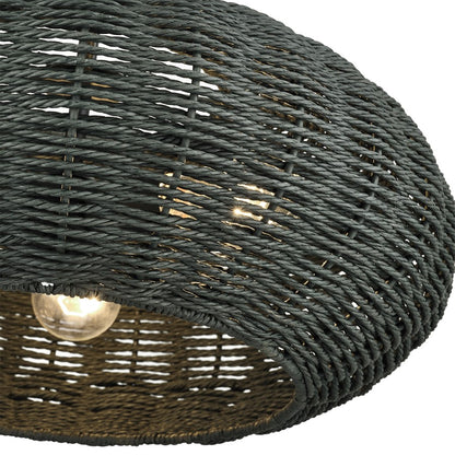 Livex Deluna 3Lt Pendant Chandelier, Black/Hand-Woven Black