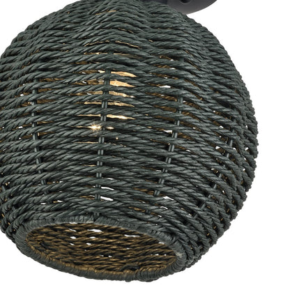 Livex Deluna 1Lt Small Semi-Flush, Black/Hand-Woven Black