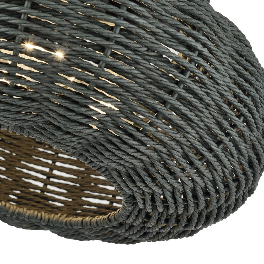 Livex Deluna 3Lt 14" Dia Semi-Flush, Black/Hand-Woven Black