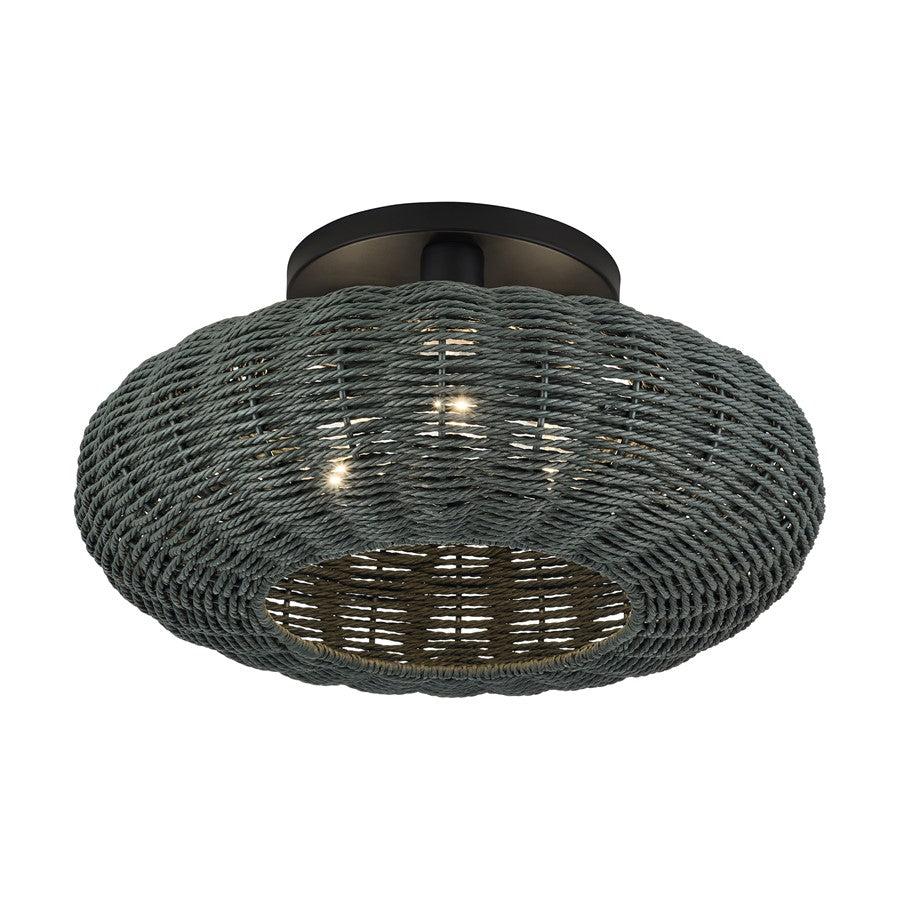 Livex Deluna 3Lt 18" Dia Semi-Flush, Black/Hand-Woven Black