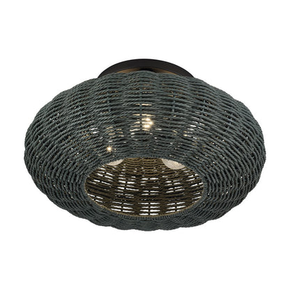 Livex Deluna 3Lt 18" Dia Semi-Flush, Black/Hand-Woven Black