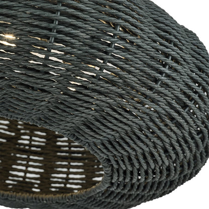 Livex Deluna 3Lt 18" Dia Semi-Flush, Black/Hand-Woven Black