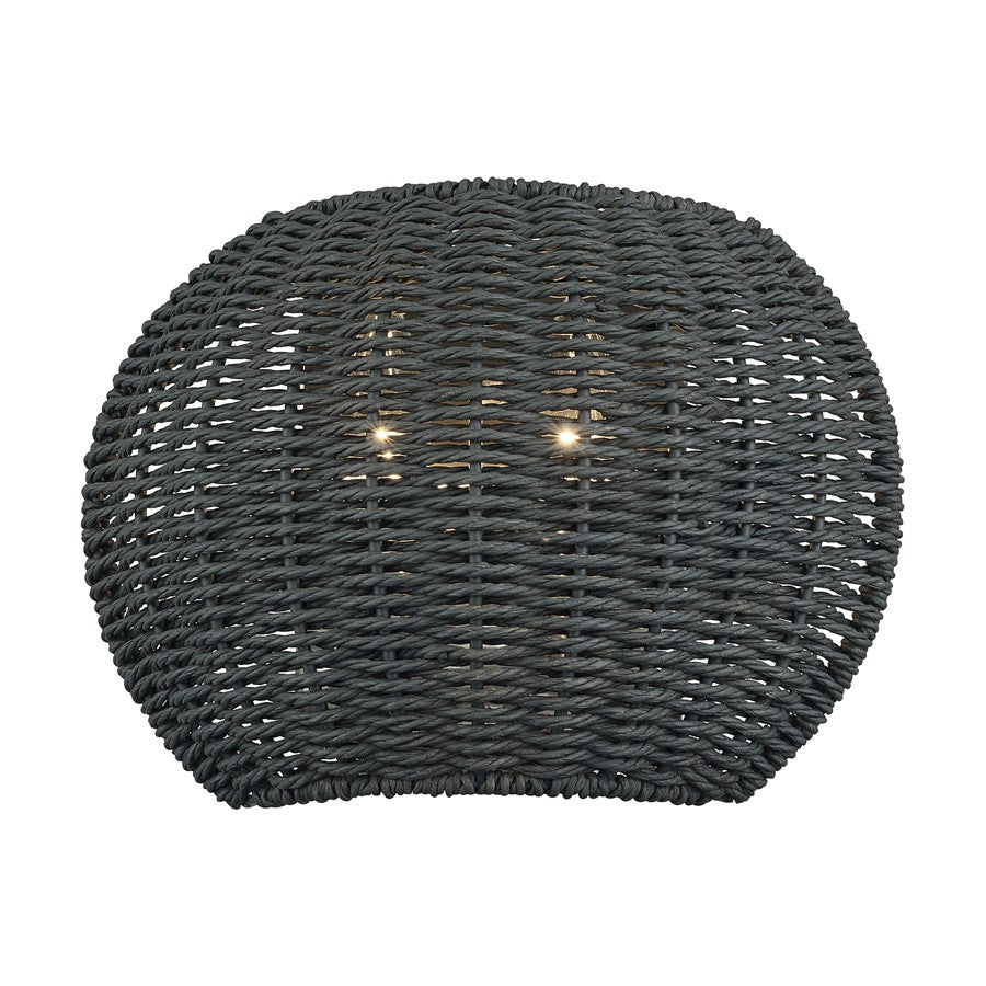 Livex Deluna 2Lt ADA Sconce, Black/Hand-Woven Black