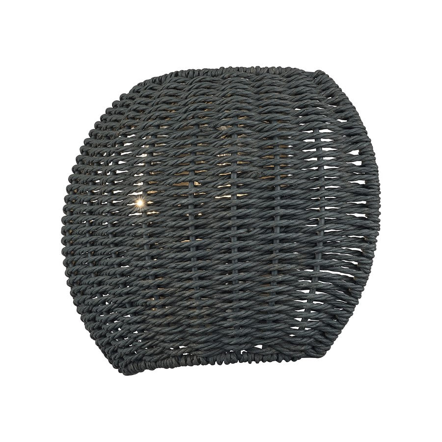 Livex Deluna 2Lt ADA Sconce, Black/Hand-Woven Black