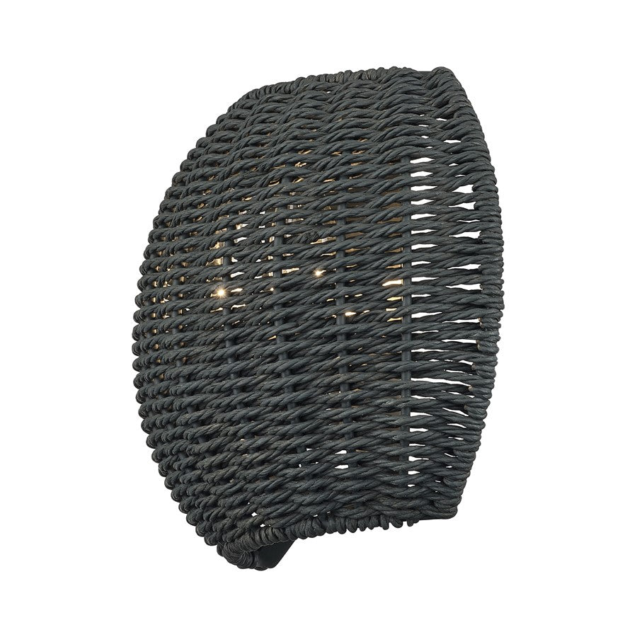 Livex Deluna 2Lt ADA Sconce, Black/Hand-Woven Black