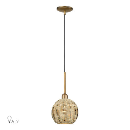 Livex Summervine 1Lt Mini Globe Pendant, Gold/French Beige - 60201-48