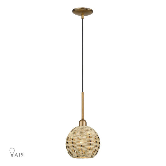 Livex Summervine 1Lt Mini Globe Pendant, Gold/French Beige - 60201-48