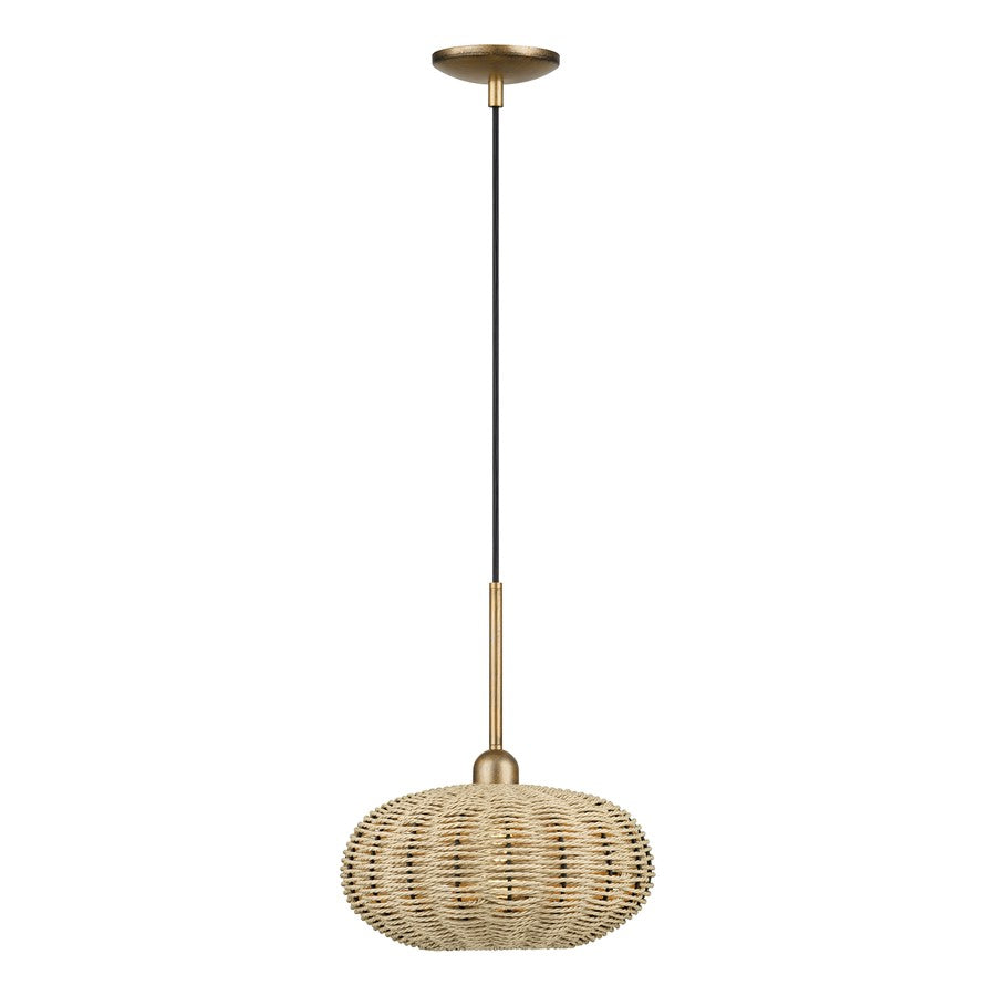 Livex Summervine 1Lt Pendant, Gold/Hand-Woven French Beige