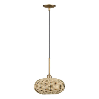 Livex Summervine 1Lt Pendant, Gold/Hand-Woven French Beige