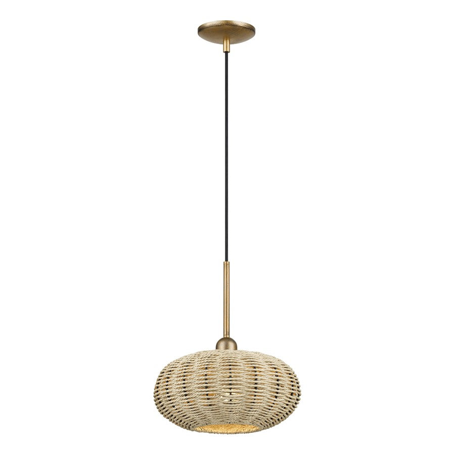 Livex Summervine 1Lt Pendant, Gold/Hand-Woven French Beige