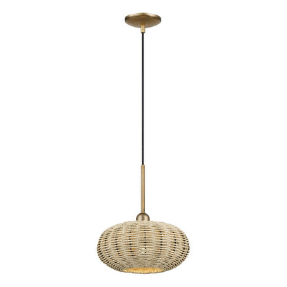 Livex Summervine 1Lt Pendant, Gold/Hand-Woven French Beige
