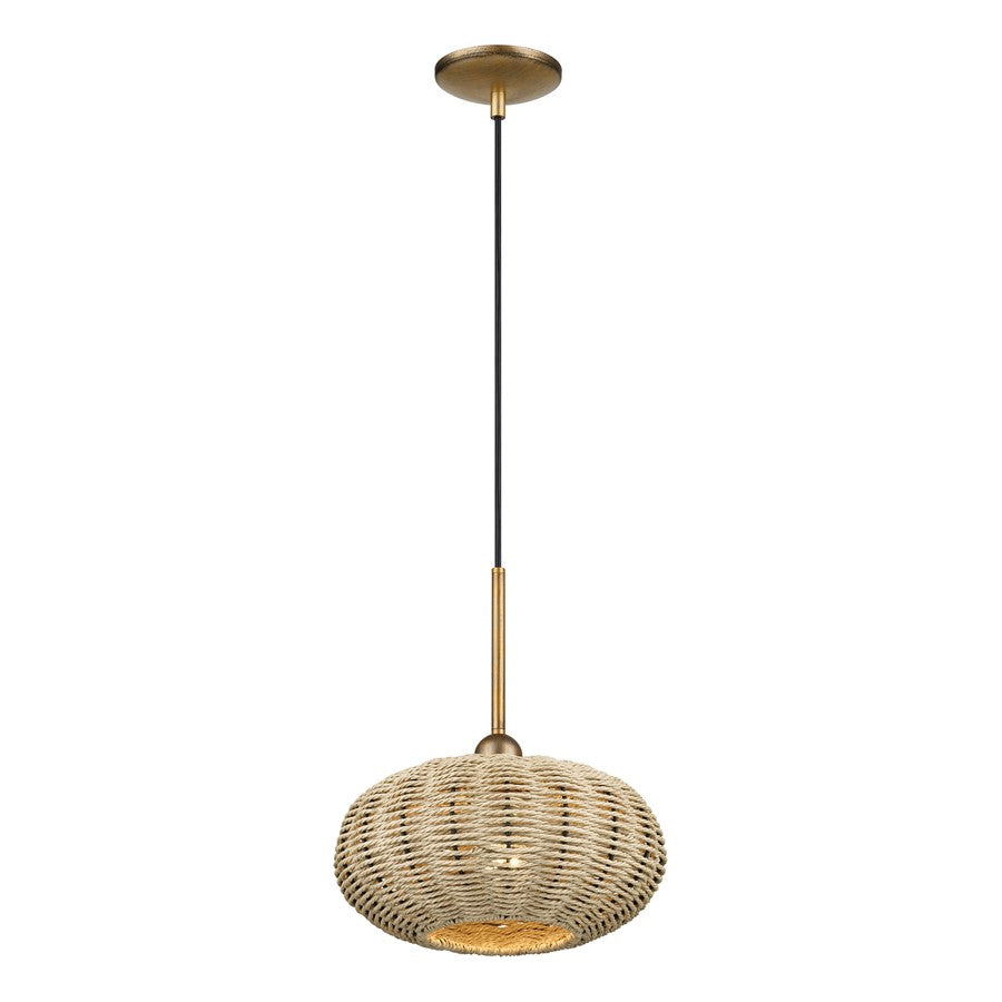 Livex Summervine 1Lt Pendant, Gold/Hand-Woven French Beige
