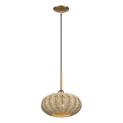 Livex Summervine 1Lt Pendant, Gold/Hand-Woven French Beige