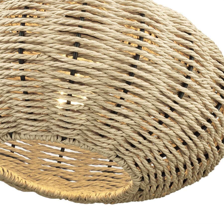 Livex Summervine 1Lt Pendant, Gold/Hand-Woven French Beige