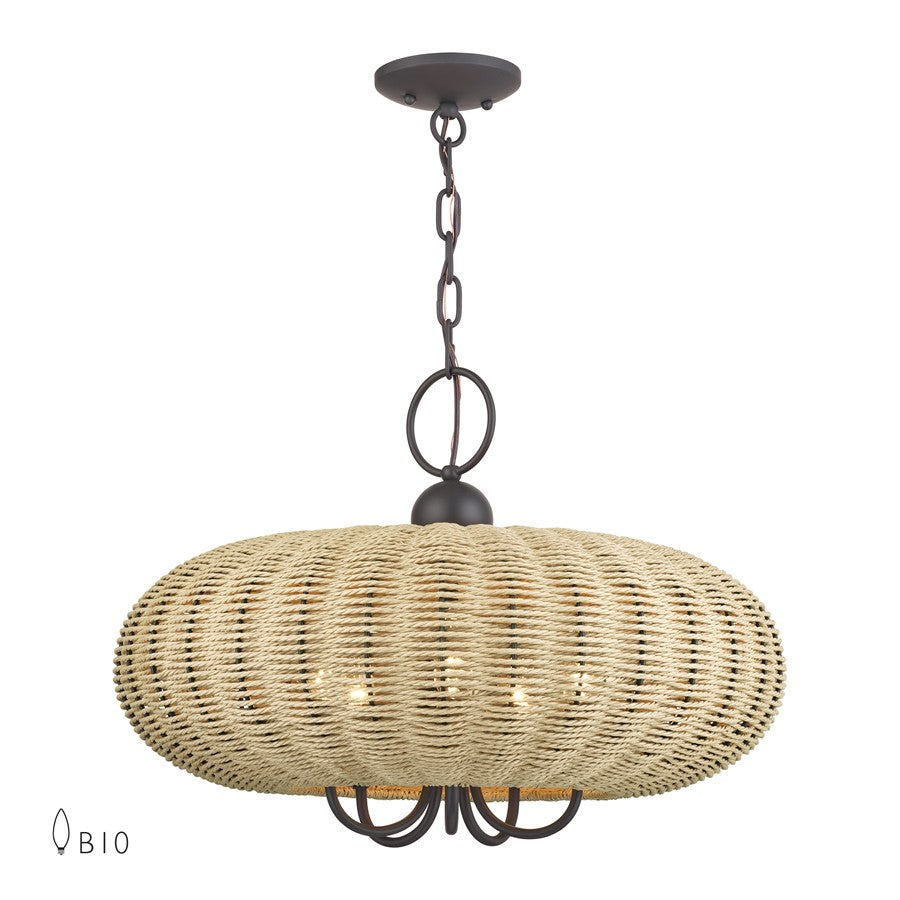 Livex Summervine 5Lt Pendant Chandelier, Bronze/French Beige - 60205-07