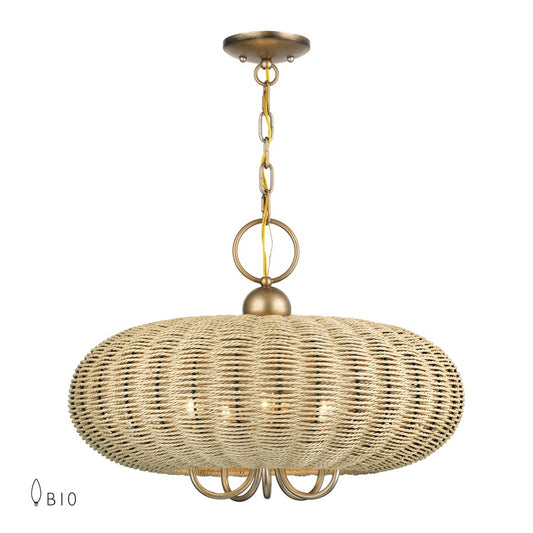Livex Summervine 5Lt Pendant Chandelier, Gold/French Beige - 60205-48