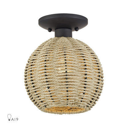 Livex Summervine 1Lt Small Semi-Flush, Bronze/French Beige - 60206-07